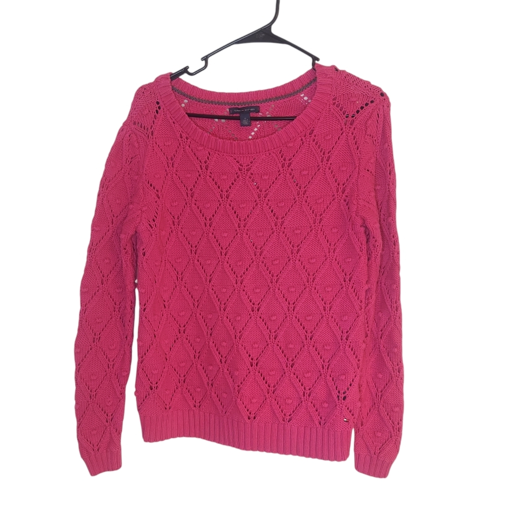 Tommy Hilfiger Barbie Pink Bauble Diamond Pattern Cotton Sweater Size M EUC